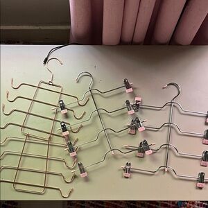 3 CLOTHES HANGERS SKIRTS TANK TOPS PINK PANTS